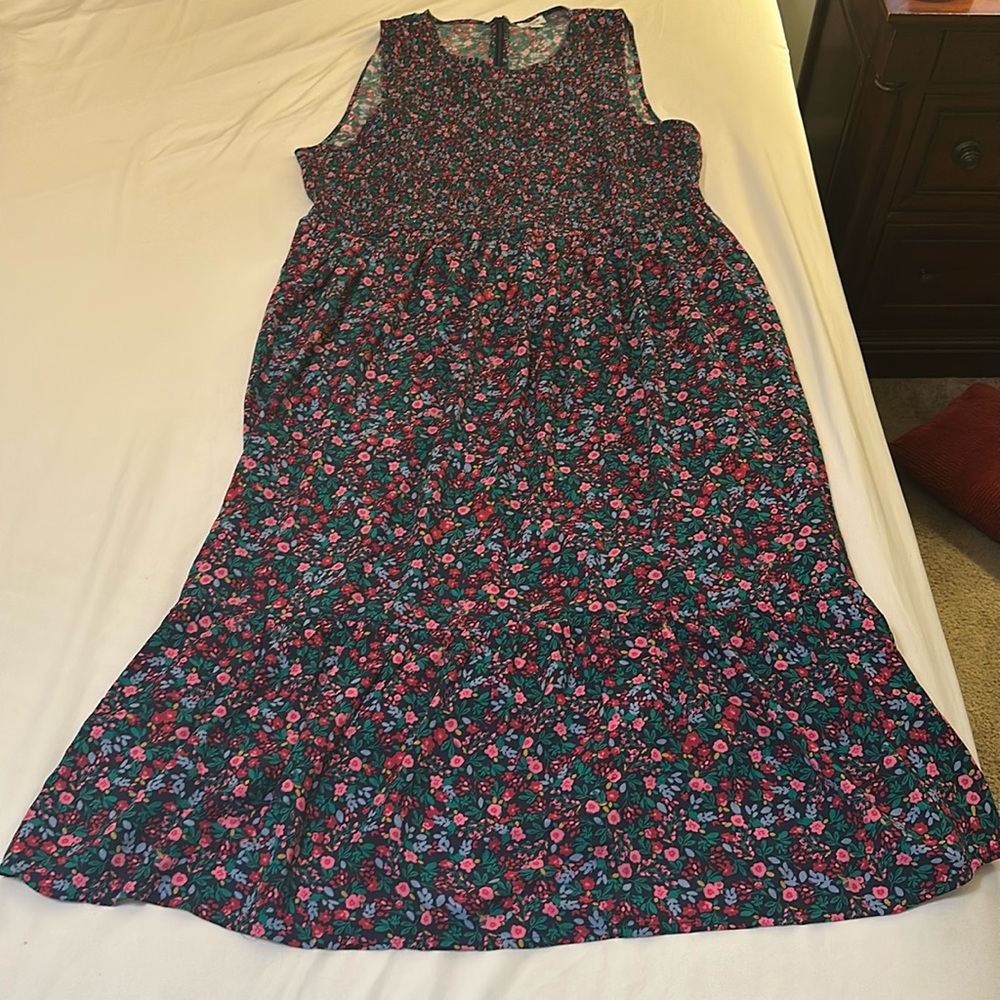 J. Crew Floral Midi Dress - Blue and Pink